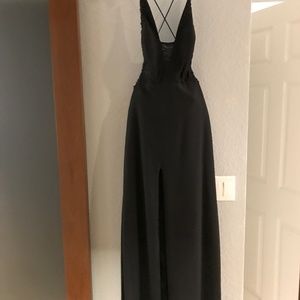 Black Prom Dress with Sequined decorations- Size 4